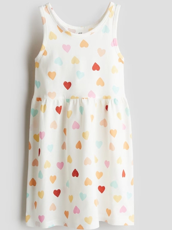 H&M Other - H&M White Tank Dress with Multi-Color Heart Print Size 8-10 Youth